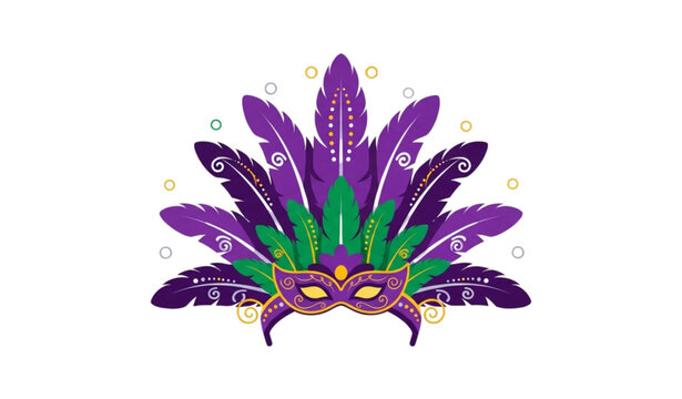 Carnival headdress icon vector Mardi Gras purple green feather hat