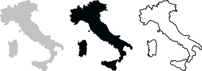 Italy country map outlines in dot fill solid silhouette and line art vector illustration © MSTANUWARA