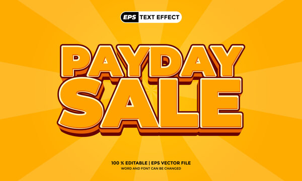 Payday Sale Bold 3D Text Effect Editable EPS Template