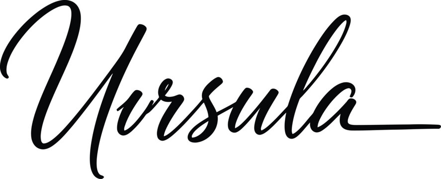 The elegant name Ursula written in black cursive script on a white background