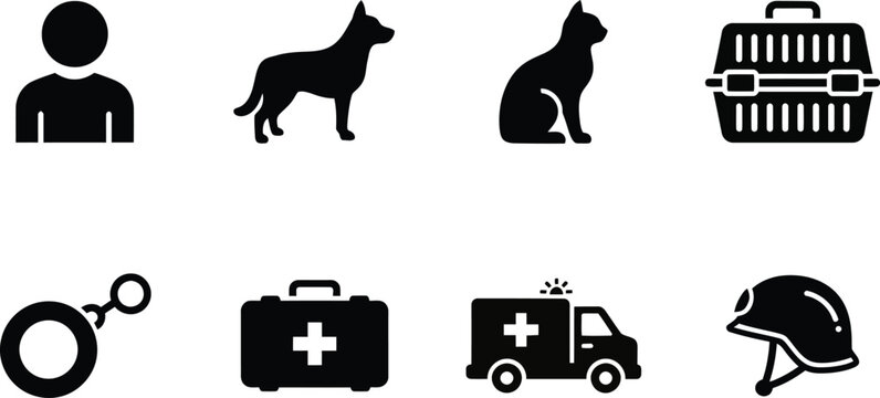 flat design vector icons of professions and services set isolated on white background