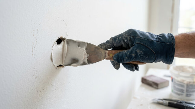 Wall repair hand putty knife plaster patch hole drywall repair renovation maintenance