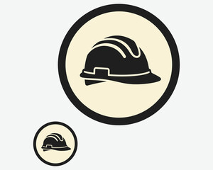 Fototapeta premium Safety first hard hat iconography for construction and industrial workplaces