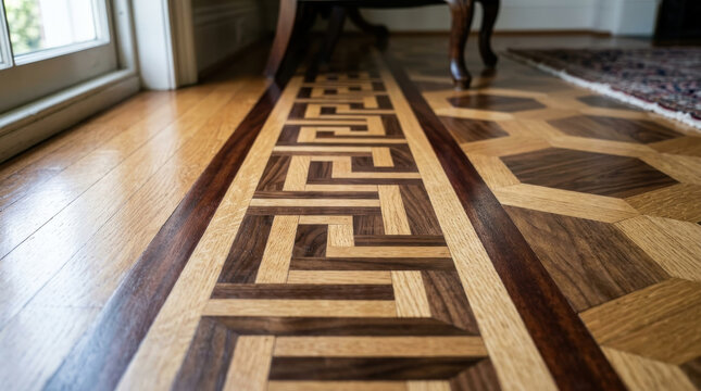 Parquet floor border wood floor geometric pattern interior hardwood brown light wood dark wood decorative border