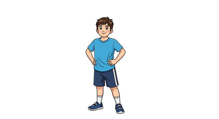 Young Boy Standing Confidently with Hands on Hips. © Navi