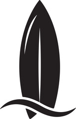 Fototapeta premium Surfboard icon, black surfboard, wave symbol, vector graphics