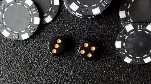 Craps is a casino game played with two dice and chips. Craps with two dice as a background for your design