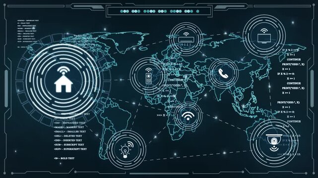 Futuristic HUD interface, high-tech elements, satellite control, data visualization, global tracking systems. Games Dashboard HUD, cybersecurity FUI app, UI, UX. Sci-fi technology. Vector interface
