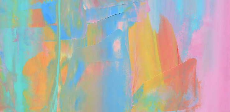 Multicolor oil paint brush strokes texture as abstract background for painting wallpaper, colorful pattern, art print, etc