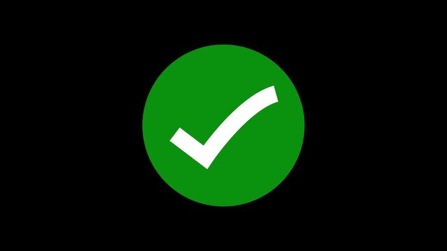 Checkmark icon Animation Tick Symbol For Success Approval Correct Sign Task Completion in circle icon. Check mark symbol. approved tick mark icon, Check mark icon animation , right mark icon. 4k