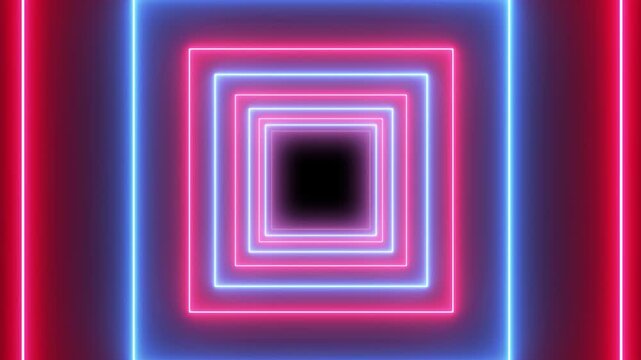 VJ light event particles concert intro game edm music stage party openers titles led neon tunnel background loop Hi-tech neon sci-fi tunel. Trendy neon glow lines form pattern and construction