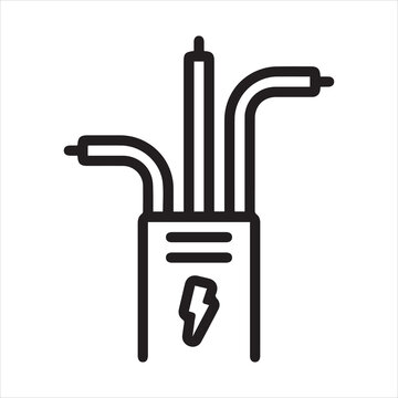 Black line icon for electrical wiring
