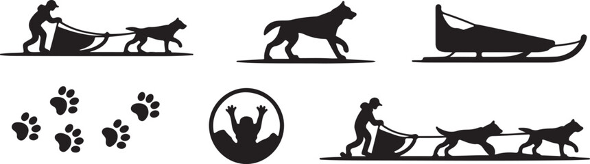 Arctic tundra dog shedding icon set, flat black vector icons © Md Mujahid Fakir