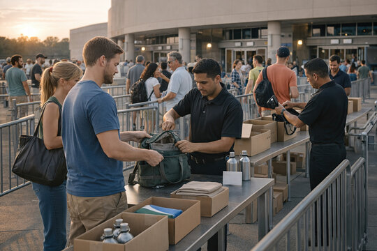 Security Screening Line Outside Large Event Venue
