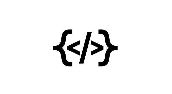 Coding symbol with curly braces and angle brackets.