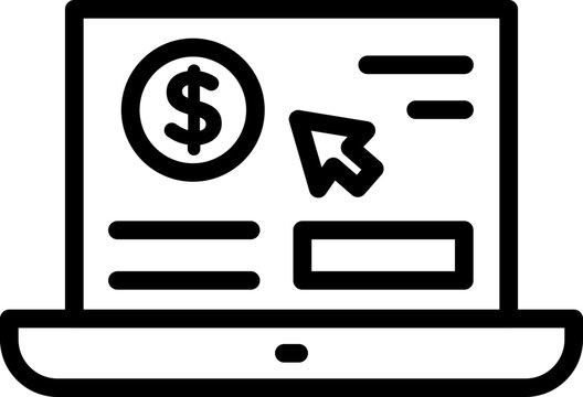 Pay Per Click Line Icon, PPC Icon, Online Ads Icon