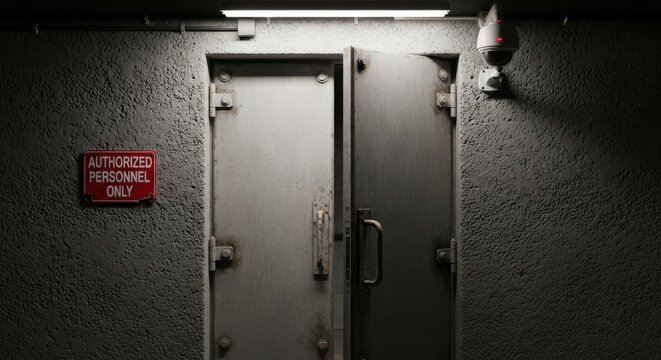 Industrial Metal Doors With Security Camera Overhead