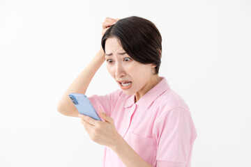 Fototapeta premium 驚く 悩む 女性