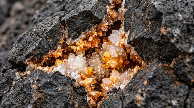 Visualization of Carbon Mineralization Process with Rapidly Growing Calcite and Magnesite Crystals in Fractured Basaltic Rock