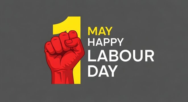 Happy labour day illustration with raised fist