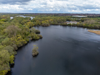 Obraz premium Aerial View over Rushden Lakes in Rushden Northamptonshire