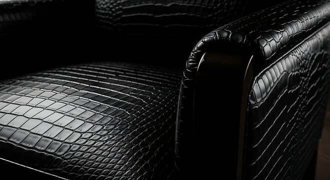 Luxury black crocodile or alligator textured leather material background with elegant pattern detail animal skin high quality