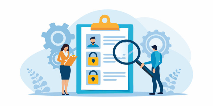 Data security and personnel screening process illustrated with modern design elements