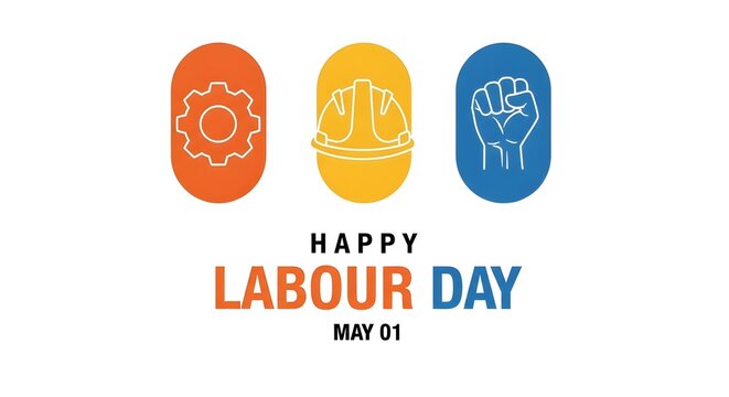 Happy labour day illustration with skateboards