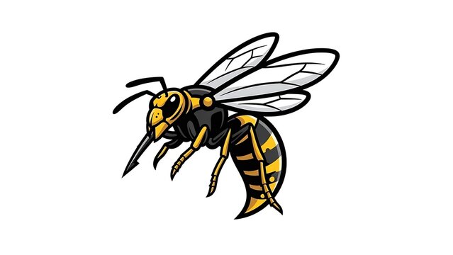 Yellow Jacket Wasp Flying Illustration.