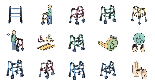 Walker mobility aids for elderly people.
