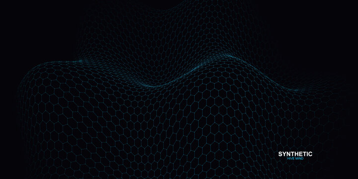 Synthetic, futuristic, blue, wave, pattern, background, design element, vector graphics