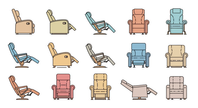 Collection of various reclining chairs.