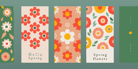 Colorful floral bookmark designs with retro patterns and spring greetings © Sudhakar