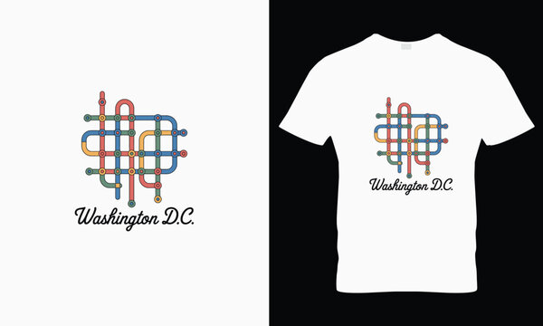 Washington d c t-shirt with metro map washington dc
