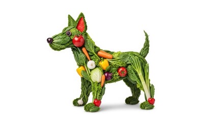 Fototapeta premium Dog made of vegetables, healthy eating concept