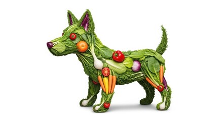 Fototapeta premium Dog made of vegetables, healthy food concept