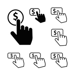 Obraz premium Clicking on Dollar Sign Button: Pay Per Click, Online Advertising, E-commerce Concept