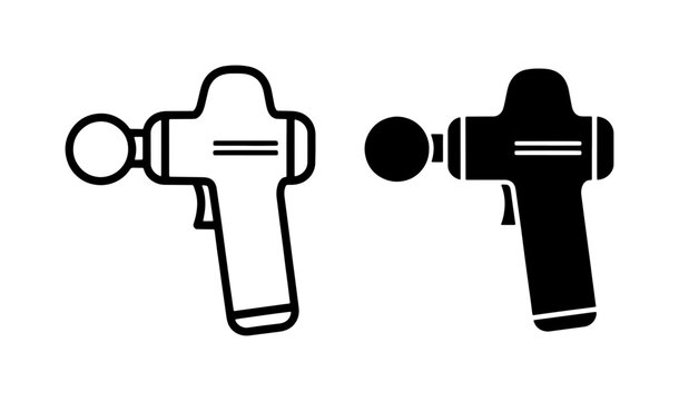 Percussive Massage Gun Icon Set for Muscle Recovery