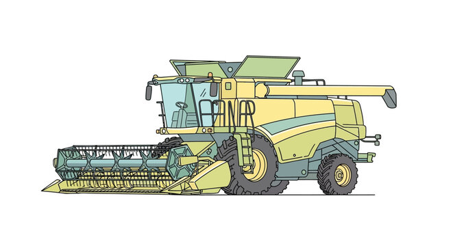 Illustration of a Modern Agricultural Combine Harvester Machine.