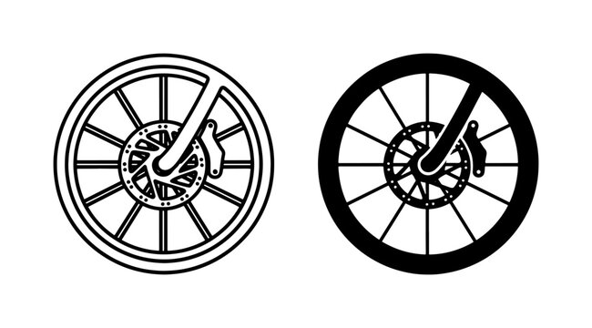 Bicycle Wheel Disc Brake Icon Set