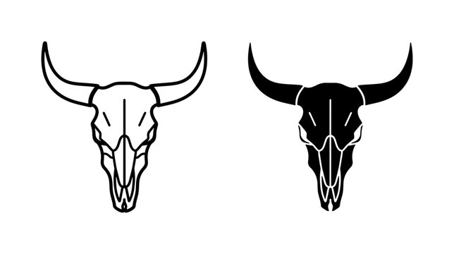 Minimalist Bull Skull Vector Icon Set