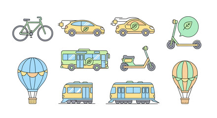 Transportation vehicles in various styles. © Setiaji