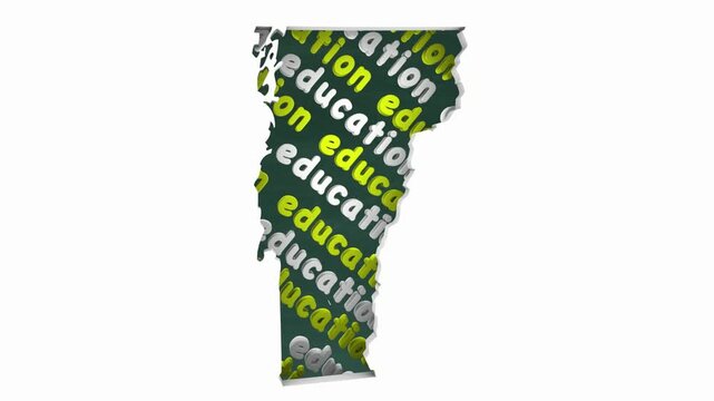 Vermont VT Education School Board District State Map Student Learning 3d Animation