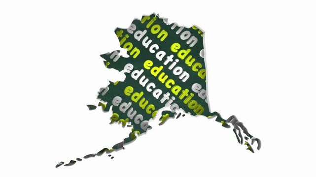 Alaska AK Education School Board District State Map Student Learning 3d Animation