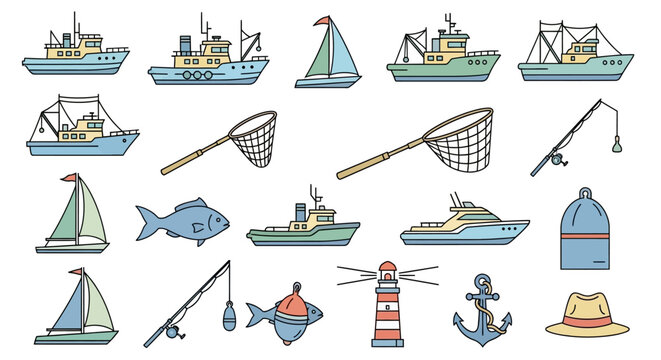 Fishing Boats Sailing Ships Anchors.