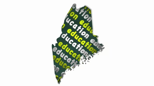 Maine ME Education School Board District State Map Student Learning 3d Animation