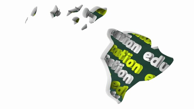 Hawaii HI Education School Board District State Map Student Learning 3d Animation