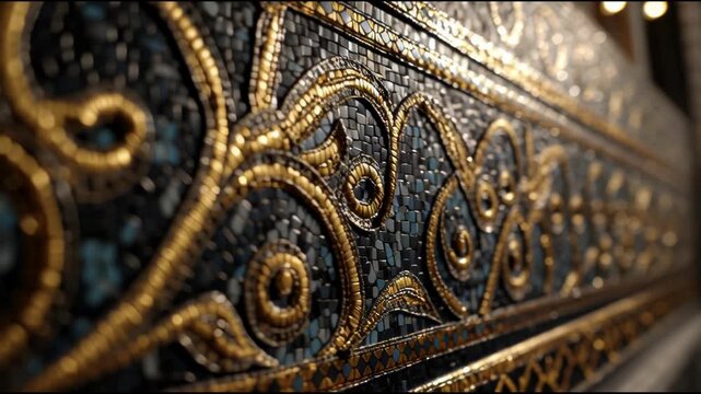 Intricate Golden Embroidery on Dark Fabric, Close-Up Detail.
