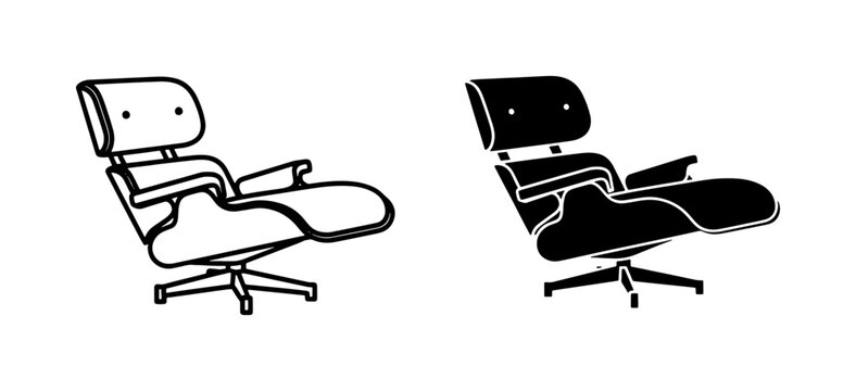 Mid Century Modern Lounge Chair Icon Set