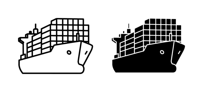 Cargo Ship Icon Set for Global Logistics and Maritime Trade
